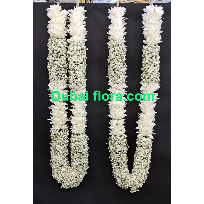Pair of Garland  with Gypsophila and white Chrysanthemums