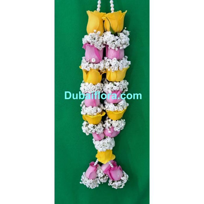 Fresh Rose & Gypsophila Garland – 16 inches Phool Mala for General in Dubai