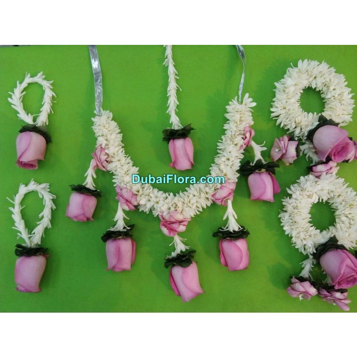 Fresh Bridal Flower Jewellery Set – Tuberose & Pink Rose (Full Set for Bride)