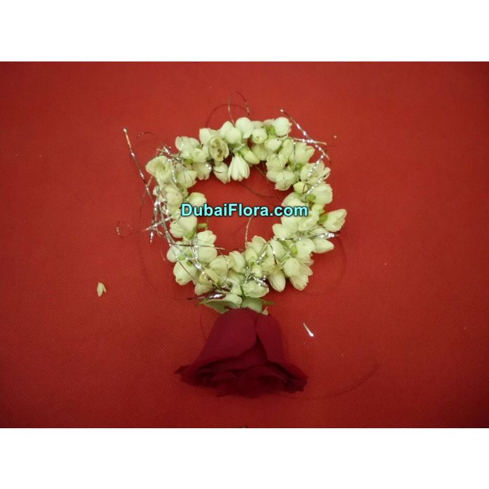 Fresh Floral Bracelet Pair – Red Roses & Jasmine Gajra
