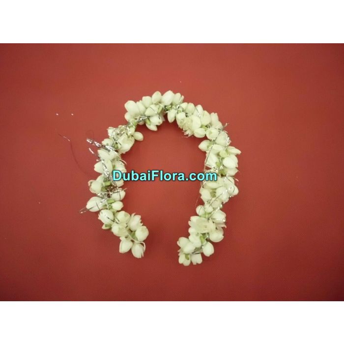 White Jasmine Kangan Bracelets – Pack of 2 Fresh Flower Gajrey