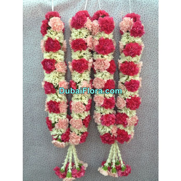 Pink Carnation Flowers and Tuberose Garland