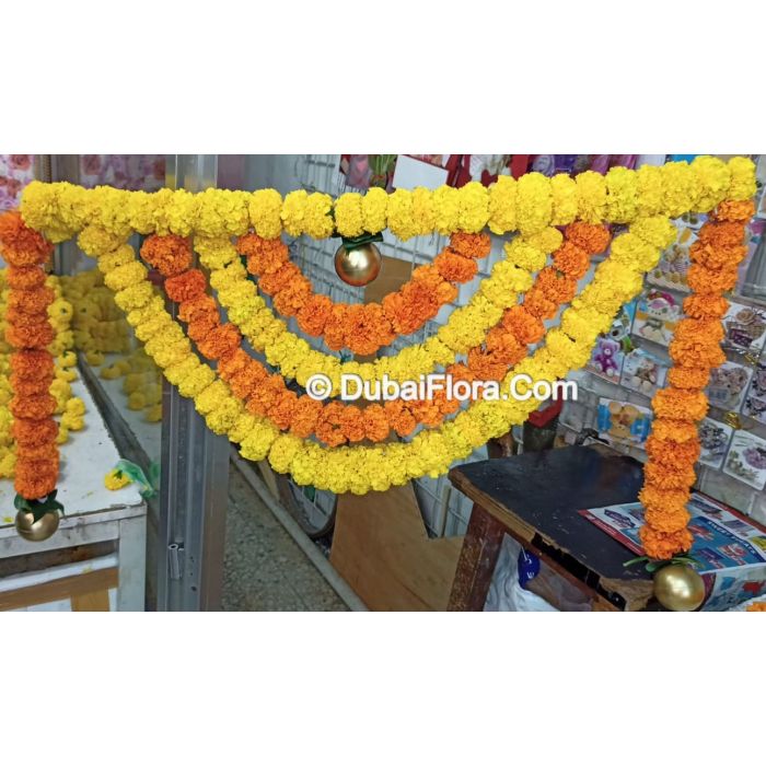 Dubai Fresh Flower Toran Yellow Orange Golden Diwali decoration For Home Shop Showroom