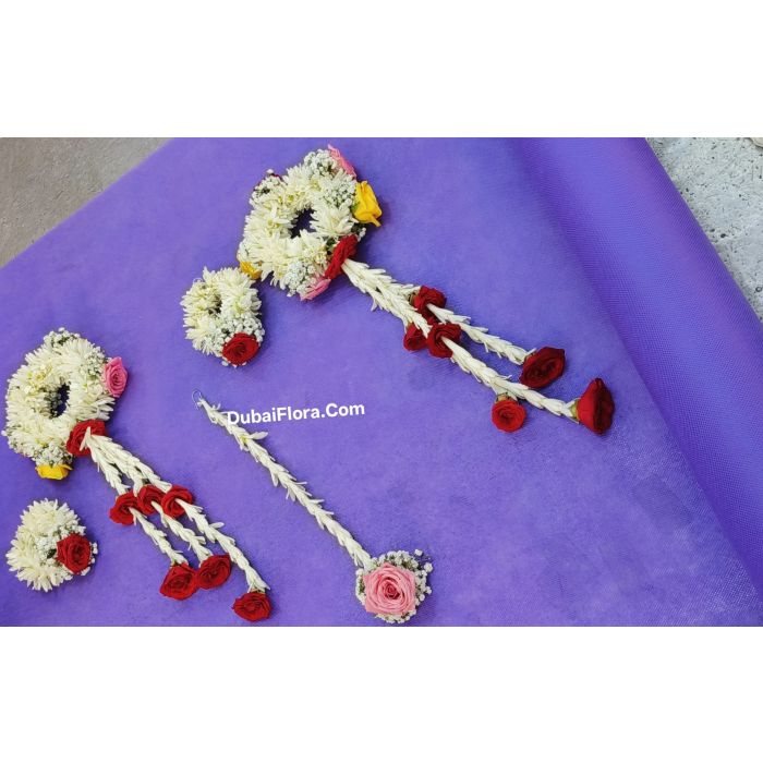 Bridal set with tube roses and multi colour of baby roses and Jipsophilia