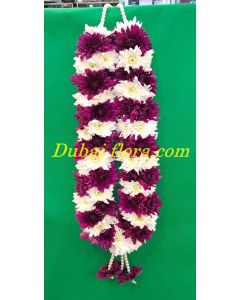 Garland  combination of  dark purple and white Chrysanthemum  