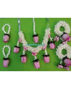 Fresh Bridal Flower Jewellery Set – Tuberose & Pink Rose (Full Set for Bride)
