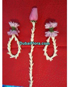 Fresh Bridal Flower Jewellery Set – Tuberose &amp; Pink Rose (Full Set for Bride)