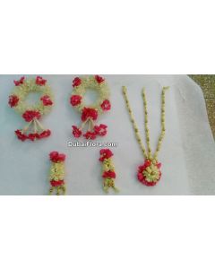 Fresh Bridal Flower Jewellery Set – Jasmine, Tuberose & Carnation Petals
