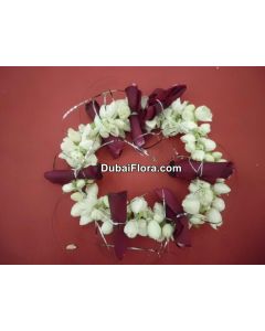 Jasmine Kangan Bracelets with Red Rose Petals – 2 Pieces (Traditional Indian & Pakistani Wedding Accessory