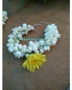 Fresh Jasmine Kangan Bracelet with Yellow Chrysanthemum (2 Pieces)