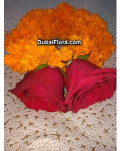 Marigold Flower Bracelet with 2 Roses (2 Pieces)