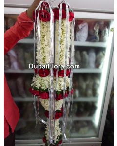 Tuberoses and Red Roses Garland Fresh - 32 Inches