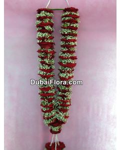 Fresh Red Roses & Baby’s Breath (Gypsophila) Garland – 30 Inches
