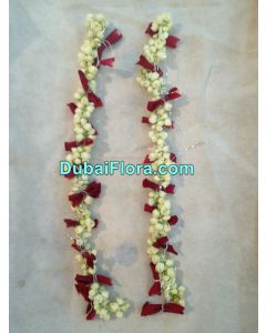Fresh Jasmine and Red Rose Petal Strings intervened 