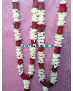 Pair of Red Roses and White Chrysanthemum Garland