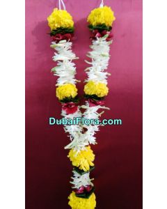 Tuberose and Marigold Garland with Rose Petals
