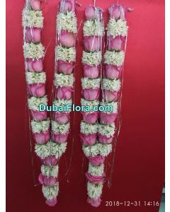 Pair of Tuberose and Pink Roses Garland