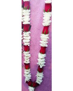 Chrysanthemum & Red Rose Garland – 30-Inch Fresh Flower Garland