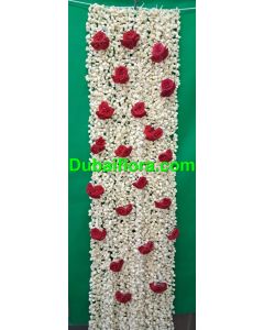Fresh Jasmine & Red Rose Bridal Shawl – 6x1 feet | Floral Dupatta for Weddings in Dubai