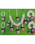 Fresh Bridal Flower Jewellery Set – Tuberose & Pink Rose (Full Set for Bride)