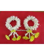 Fresh Floral Gajra Bracelet – White Tuberose & Yellow Chrysanthemums
