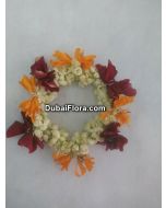 Jasmine Bracelet with Orange & Red Kangan – 2 Pieces Gajra (Fresh Flower Jewellery)
