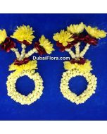 Jasmine Kangan Bracelet – 2 Pieces with Rose Petals & Chrysanthemums (Fresh Flower Jewellery)