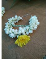 Fresh Jasmine Kangan Bracelet with Yellow Chrysanthemum (2 Pieces)