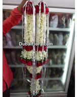 Tuberoses and Red Roses Garland Fresh - 32 Inches