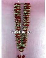 Fresh Red Roses & Baby’s Breath (Gypsophila) Garland – 30 Inches
