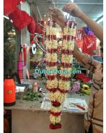 Fresh Tuberoses and Red Roses Garland (30 Inches)