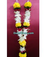 Tuberose and Marigold Garland with Rose Petals