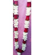 Chrysanthemum & Red Rose Garland – 30-Inch Fresh Flower Garland
