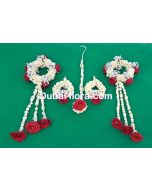 Bridal Set With Red baby Roses & Gypsophilia & fresh flower Tassel