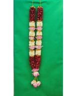 Traditional Fresh Garland – Pink Lotus, White Tuberose & Red Rose Petals (30 inches)